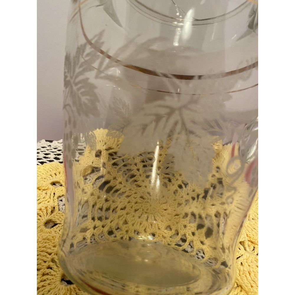 Vintage Bartlett Collins Pitcher Etched Grapevines Mid Century Modern Barware. - Picture 5 of 11